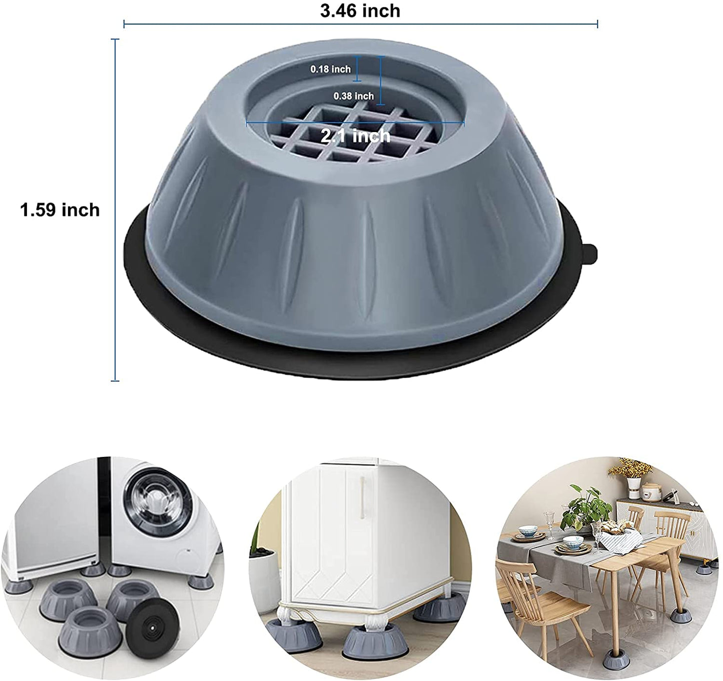Sky-Touch 4Pcs Anti Vibration Pads For Washer Dryer Shock And Noise Cancellation, Washing Machine Stand To Prevent Shifting, Shaking Walking For Home, Gray