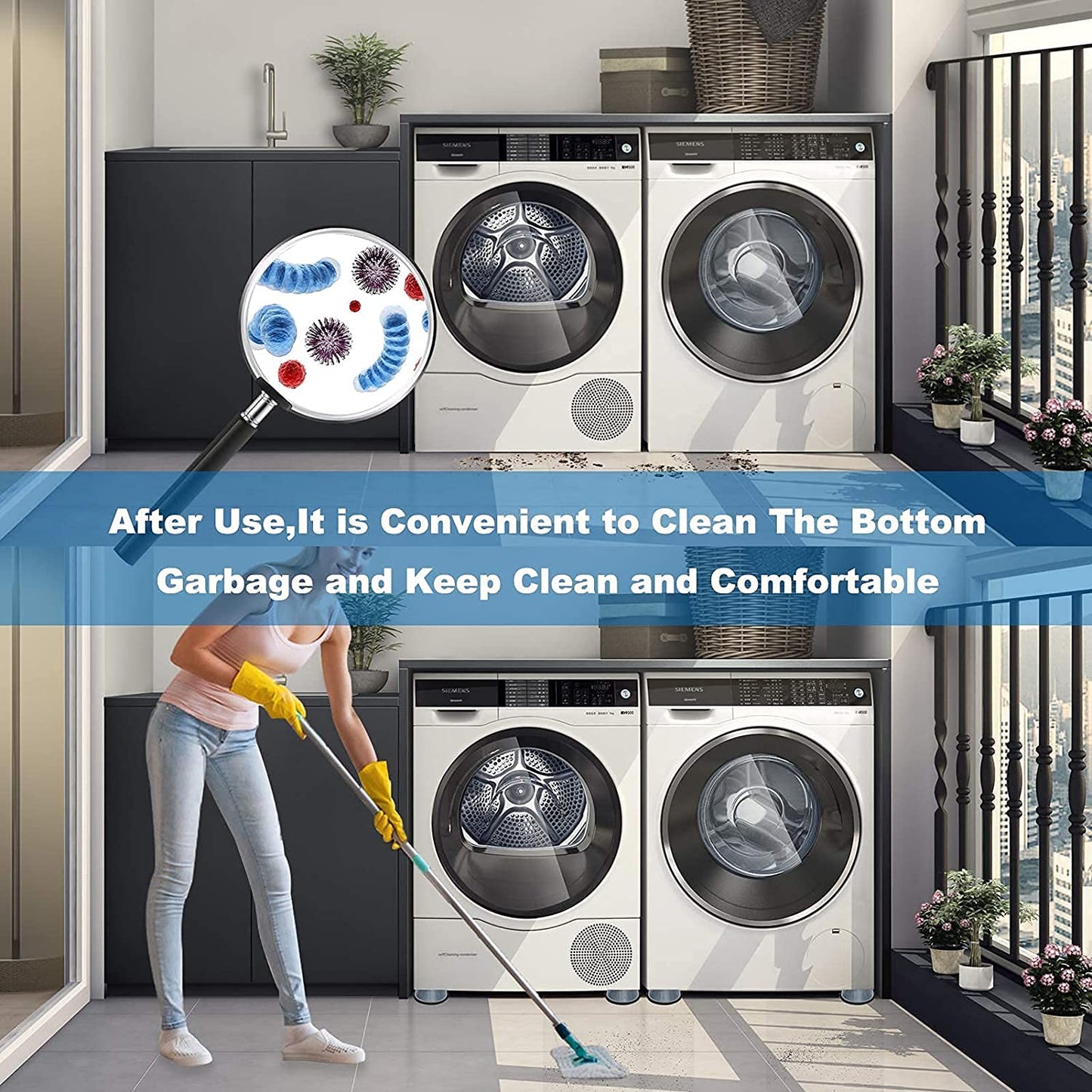 Sky-Touch 4Pcs Anti Vibration Pads For Washer Dryer Shock And Noise Cancellation, Washing Machine Stand To Prevent Shifting, Shaking Walking For Home, Gray