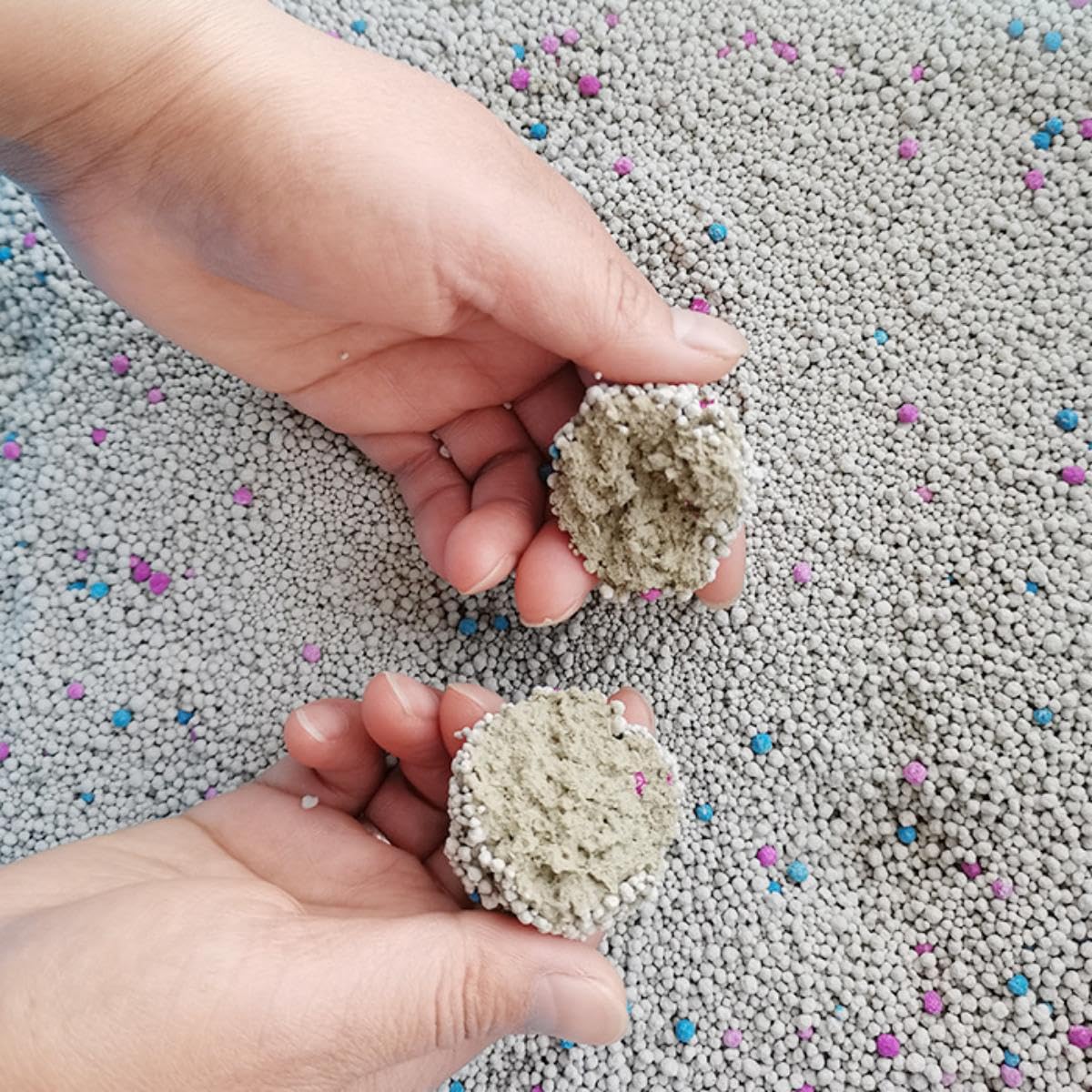 SKY-TOUCH Clumping Cat Litter, Bentonite Cat litter, Scented Litter, Litterfree Paws, Long-lasting Freshness, Antibacterial Protection, Safe for Pets and People (5kg Lemon)