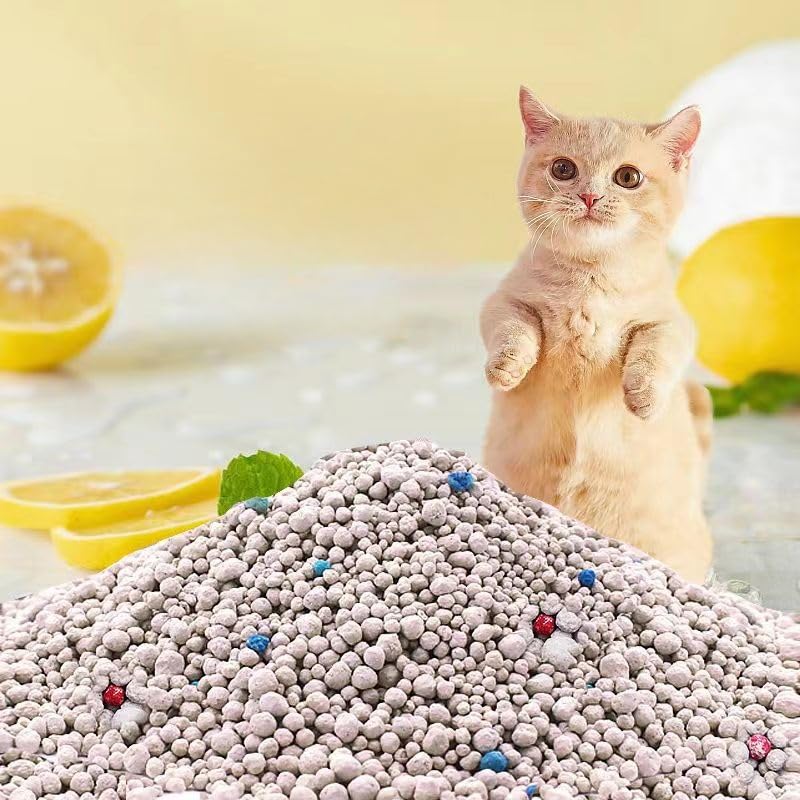 SKY-TOUCH Clumping Cat Litter, Bentonite Cat litter, Scented Litter, Litterfree Paws, Long-lasting Freshness, Antibacterial Protection, Safe for Pets and People (5kg Lemon)