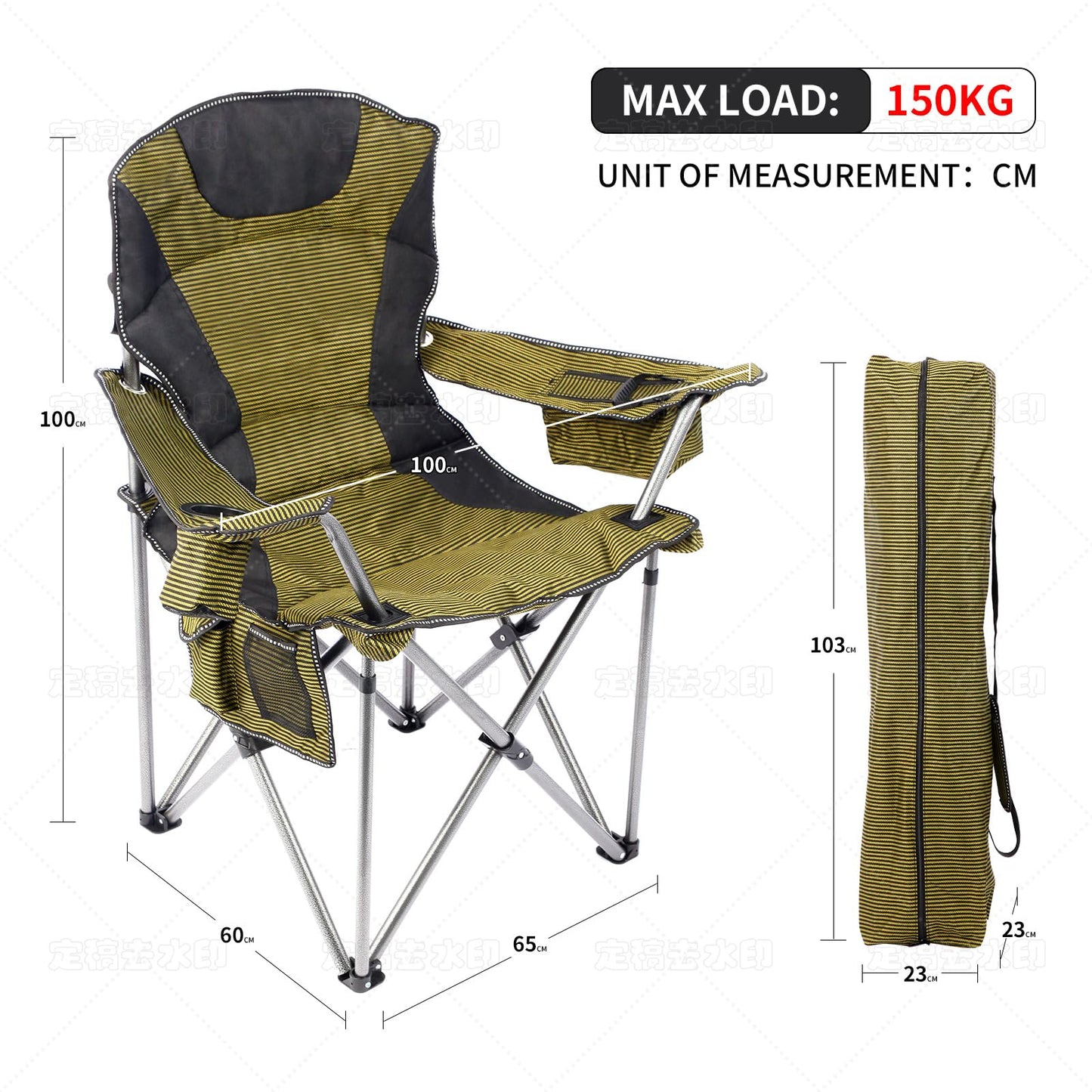 SKY-TOUCH Folding Camping Chairs with Cooler Bag,Portable Lawn Chair w/Cup Holder, Carry Bag, Portable Camping Chair Suitable for Heavy People,Perfect for Garden,Hiking,Picnics and Beach Trips,Forest