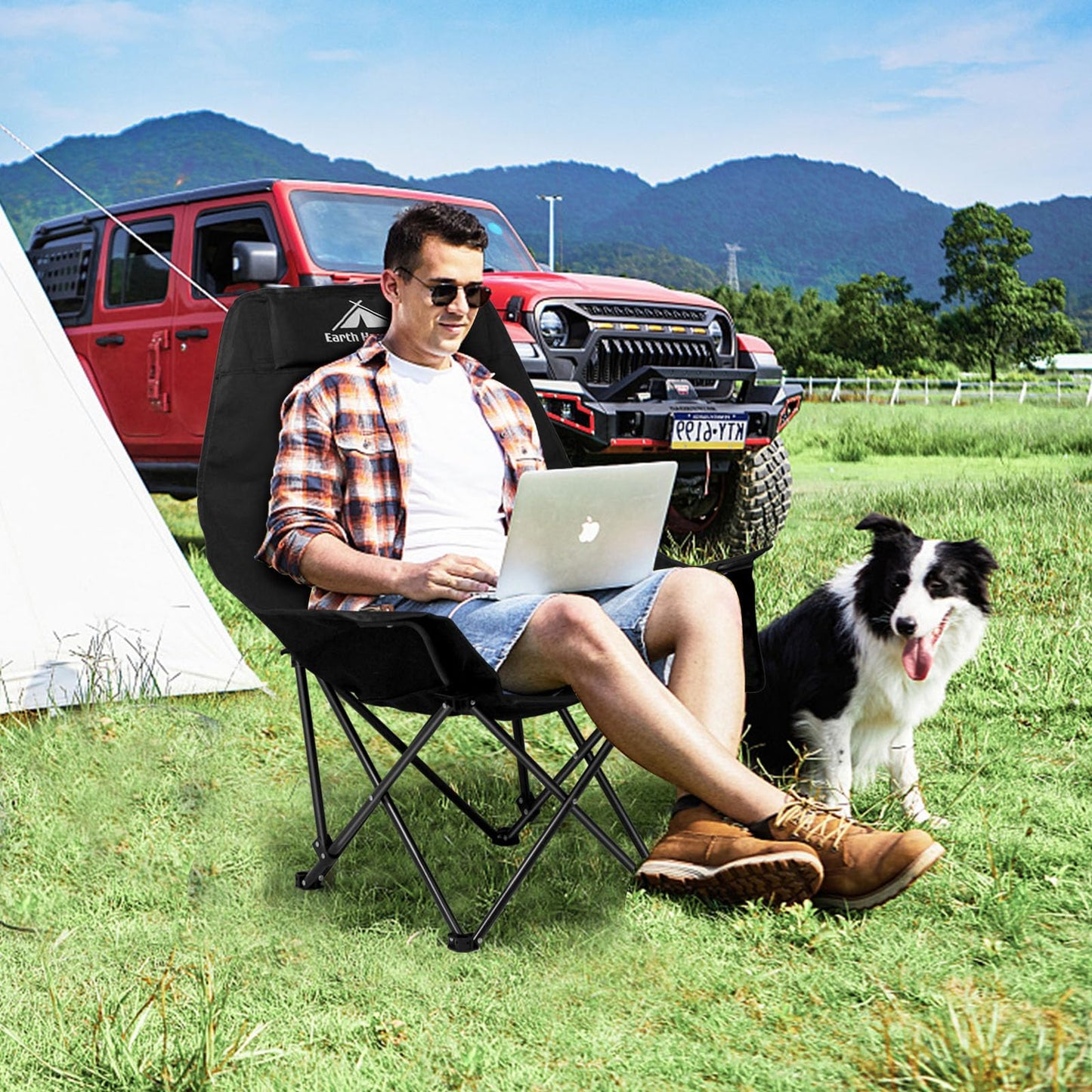 SKY-TOUCH Outdoor Portable Camping Chair, Lightweight Folding Camping Chair,with High Back Padded and Portable Carrying Bag,for Outdoor Fishing, Hiking, Backpacking, Picnic, Beach, Traveling