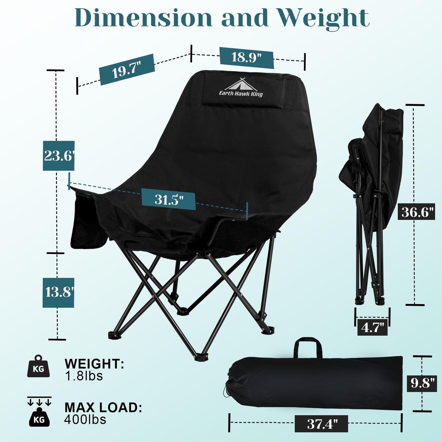 SKY-TOUCH Outdoor Portable Camping Chair, Lightweight Folding Camping Chair,with High Back Padded and Portable Carrying Bag,for Outdoor Fishing, Hiking, Backpacking, Picnic, Beach, Traveling