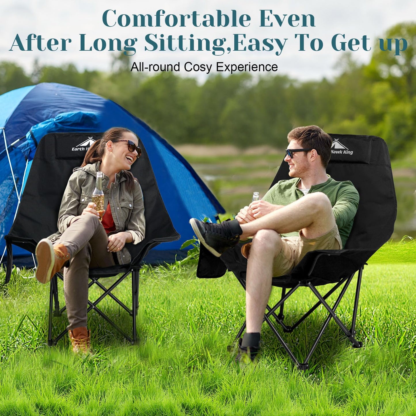 SKY-TOUCH Outdoor Portable Camping Chair, Lightweight Folding Camping Chair,with High Back Padded and Portable Carrying Bag,for Outdoor Fishing, Hiking, Backpacking, Picnic, Beach, Traveling