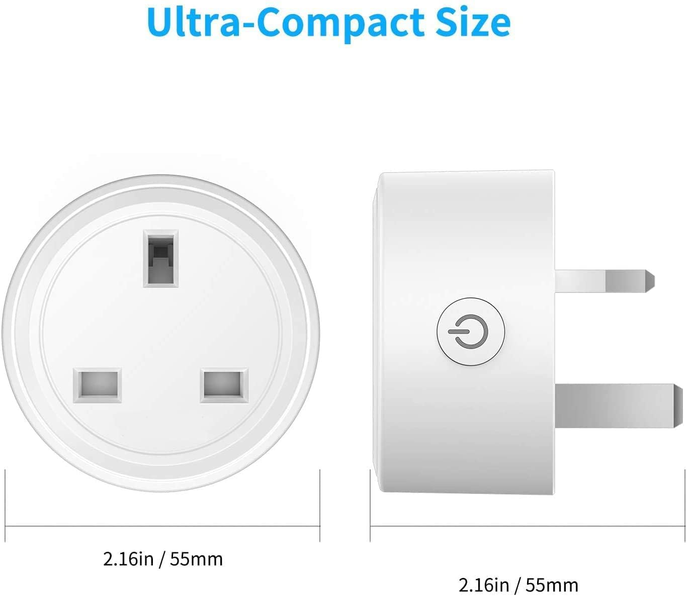 SKY-TOUCH 2 PACK WiFi Smart Plug, 16A Smart Outlet Plug Socket Compatible with Alexa, Smart Life APP Wireless Remote Control, with Remote Control & Voice Control, Timer Function, No Hub Required