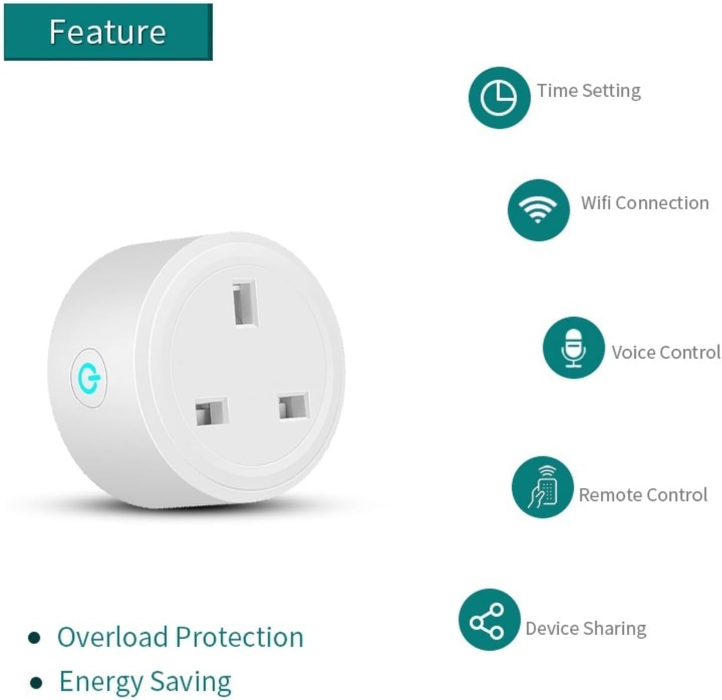 SKY-TOUCH 2 PACK WiFi Smart Plug, 16A Smart Outlet Plug Socket Compatible with Alexa, Smart Life APP Wireless Remote Control, with Remote Control & Voice Control, Timer Function, No Hub Required
