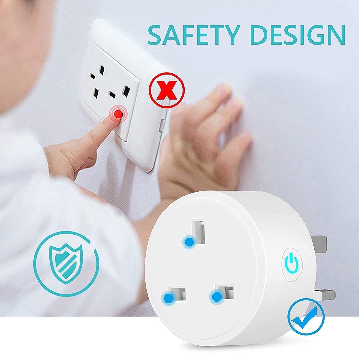SKY-TOUCH 2 PACK WiFi Smart Plug, 16A Smart Outlet Plug Socket Compatible with Alexa, Smart Life APP Wireless Remote Control, with Remote Control & Voice Control, Timer Function, No Hub Required
