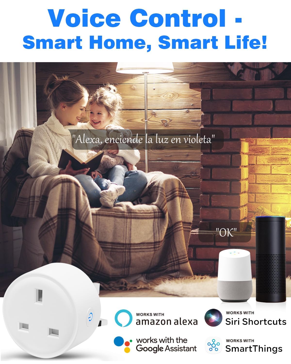 SKY-TOUCH 2 PACK WiFi Smart Plug, 16A Smart Outlet Plug Socket Compatible with Alexa, Smart Life APP Wireless Remote Control, with Remote Control & Voice Control, Timer Function, No Hub Required