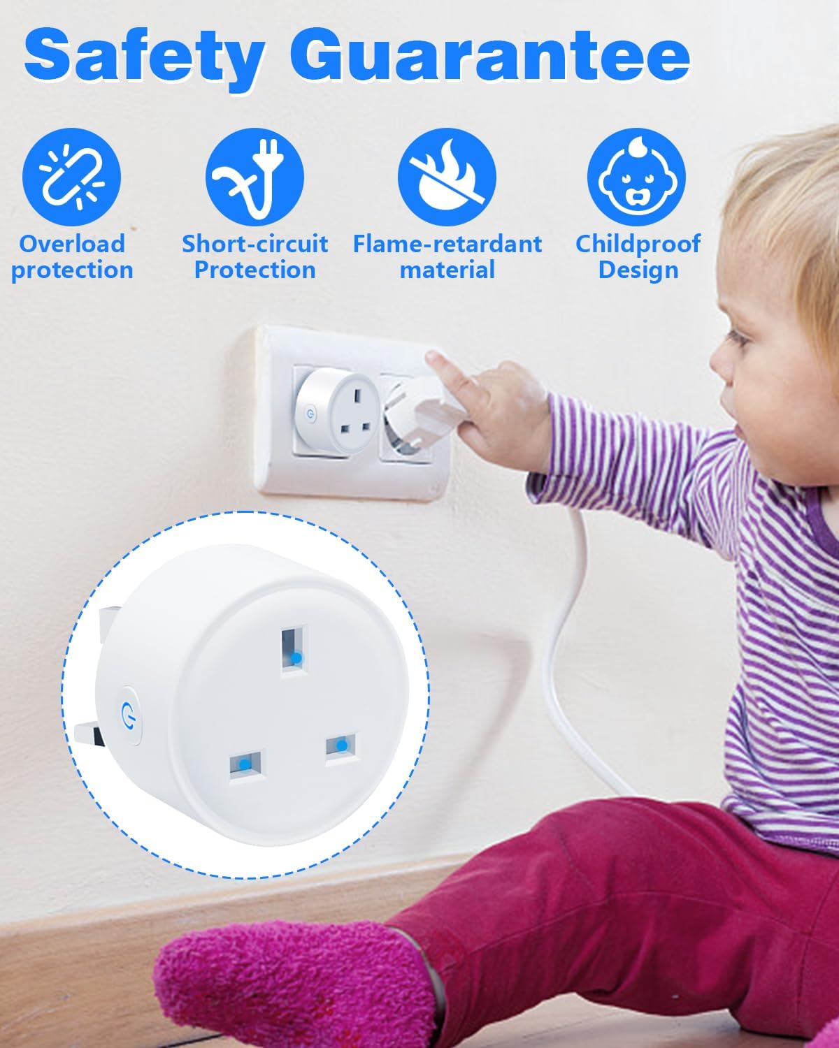 SKY-TOUCH 2 PACK WiFi Smart Plug, 16A Smart Outlet Plug Socket Compatible with Alexa, Smart Life APP Wireless Remote Control, with Remote Control & Voice Control, Timer Function, No Hub Required