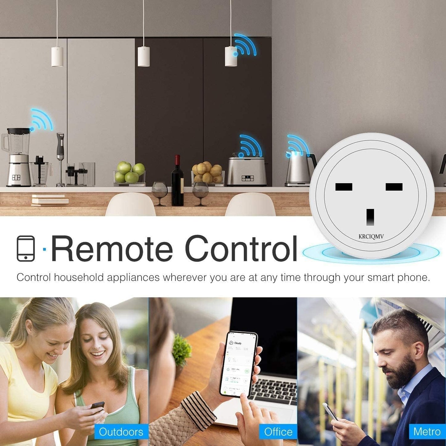 SKY-TOUCH 2 PACK WiFi Smart Plug, 16A Smart Outlet Plug Socket Compatible with Alexa, Smart Life APP Wireless Remote Control, with Remote Control & Voice Control, Timer Function, No Hub Required