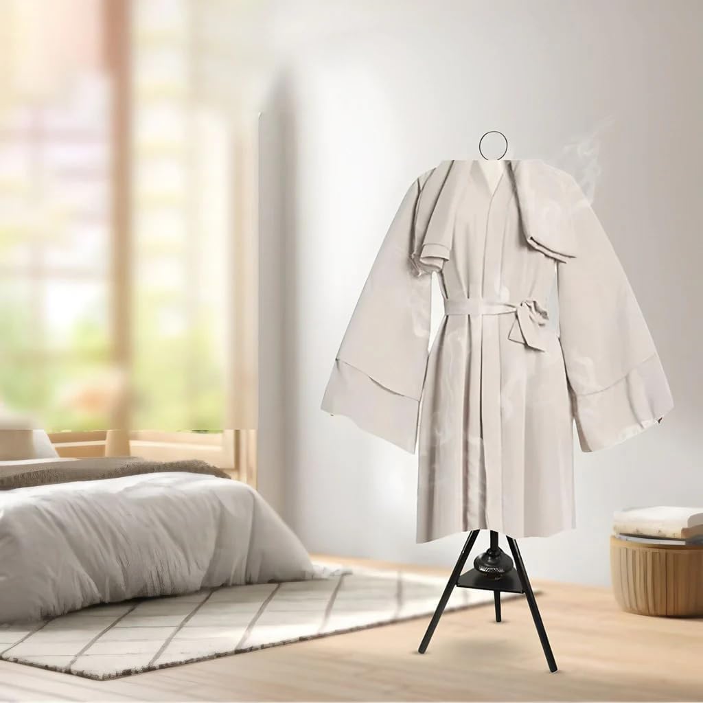SKY-TOUCH Clothes Incense Burner Stand, Coat Rack with Incense Burner, Freestanding Metal Coat Rack with Hooks and Holes, Steam Hanging Coat Rack for Hanging Robes, Coats and Hats (Black 185cm)