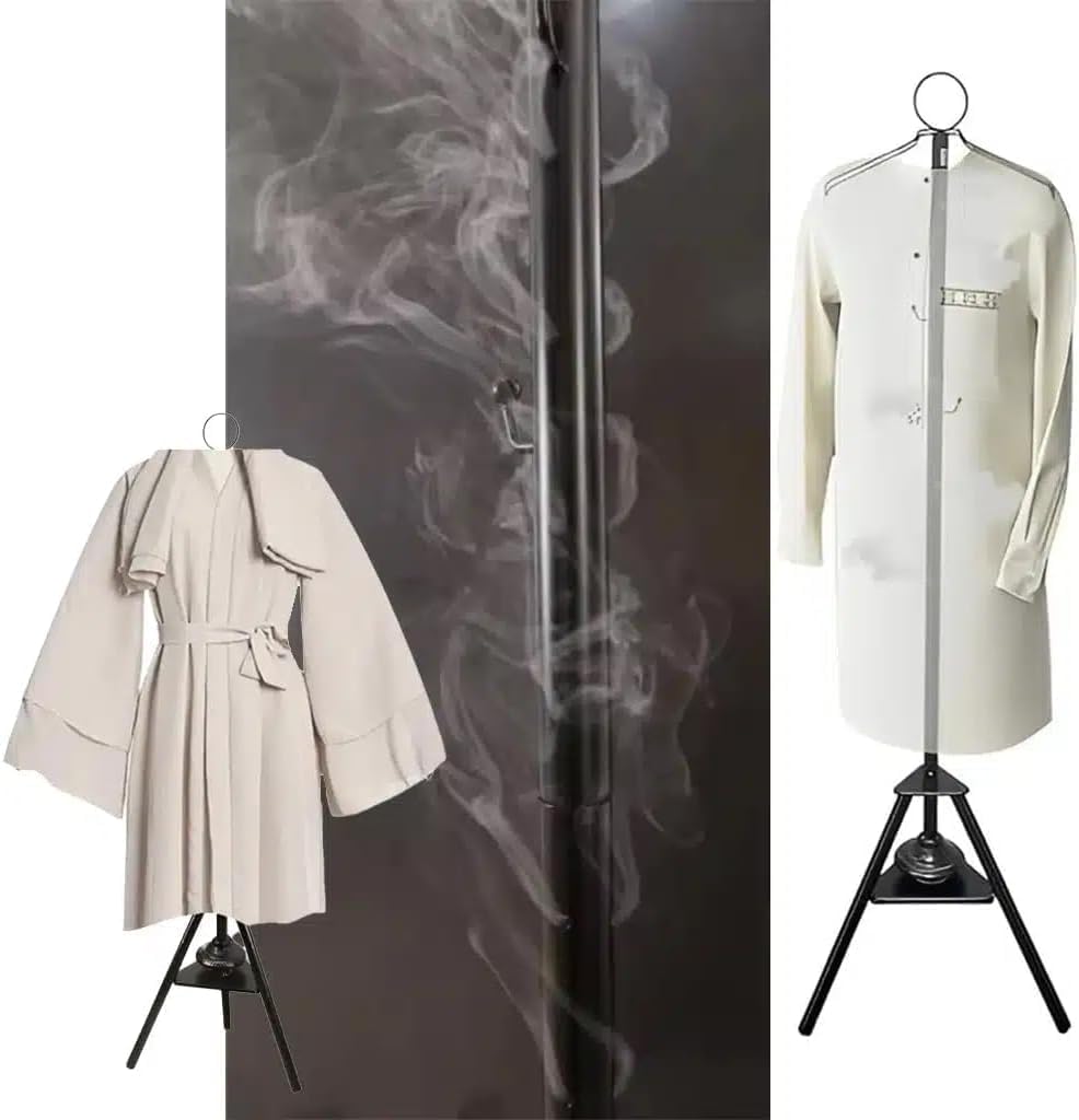 SKY-TOUCH Clothes Incense Burner Stand, Coat Rack with Incense Burner, Freestanding Metal Coat Rack with Hooks and Holes, Steam Hanging Coat Rack for Hanging Robes, Coats and Hats (Black 185cm)
