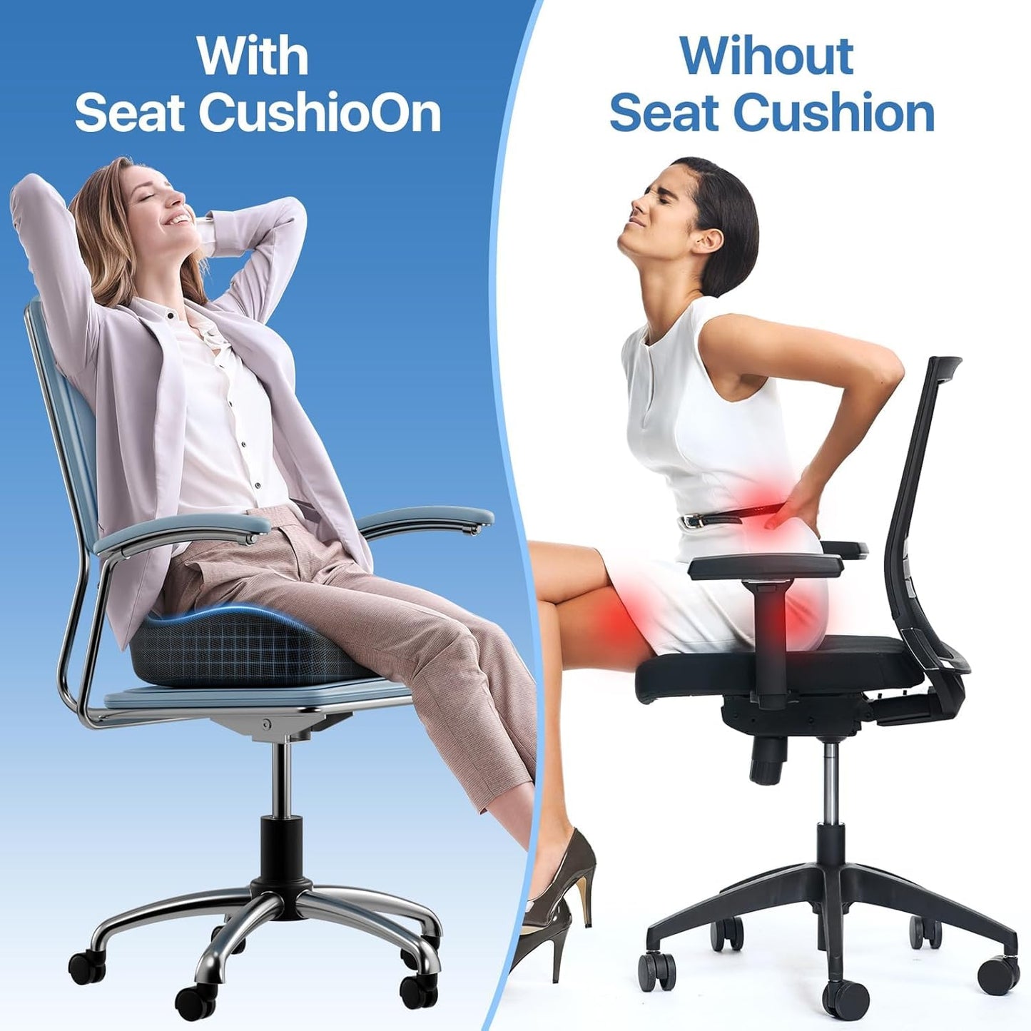 SKY-TOUCH Ergonomic Lumbar Support Pillow, Memory Foam Backrest for Car or Office Chair - Fits Most Seats, Travel, Driving, Lumbar Support Pillow, Back Pain Relief, Improve Posture