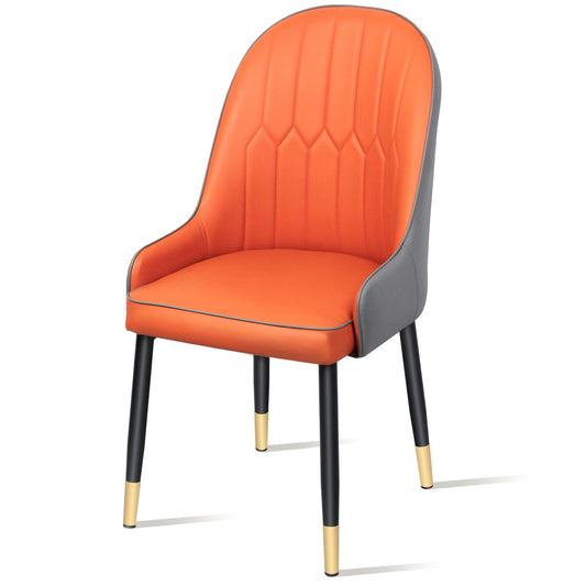 SKY-TOUCH Modern PU Leather Dining Chair, High Back with Soft Seat, Metal Side Legs, Orange, 45x43x90cm, Ideal for Kitchen, Dining Room, Living Room, and Vanity,1pcs