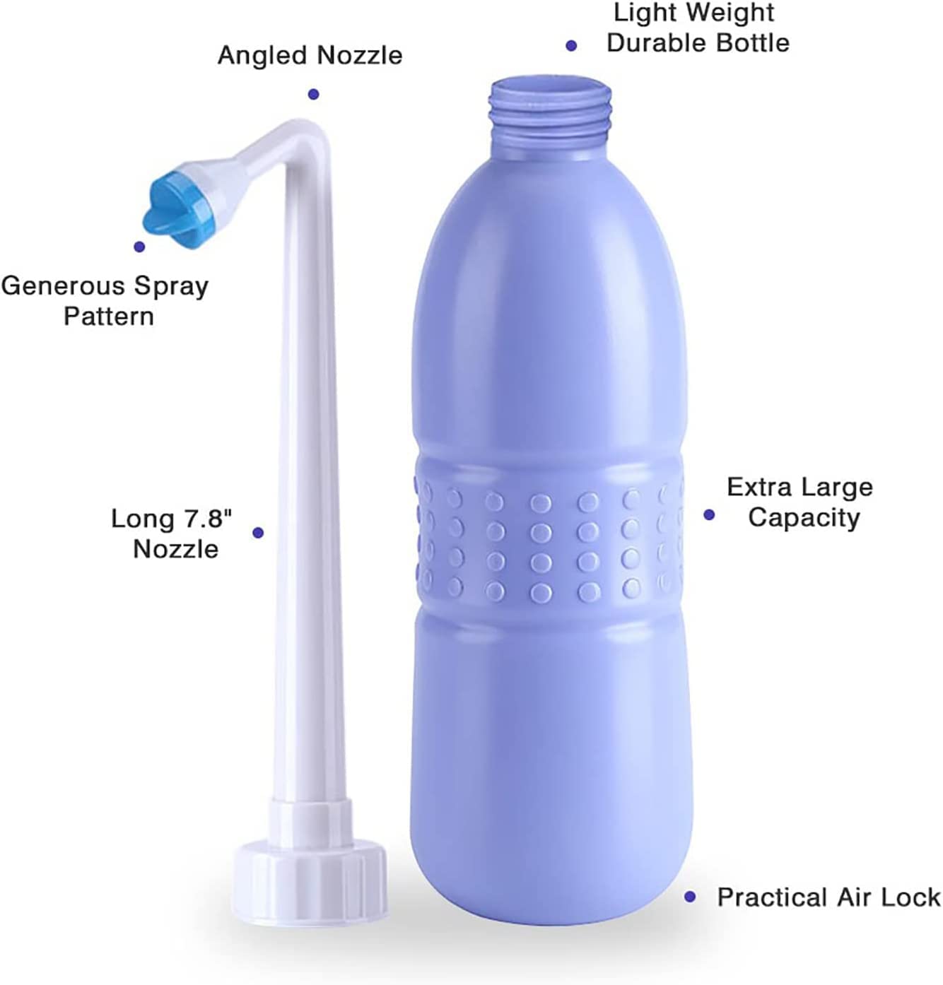 SKY-TOUCH Large Portable Shattaf Bidet Bottle for Personal Cleansing Use - Include Extended Nozzle - Personal Hygiene Care Toilet Bidet Spray -650ml Purple