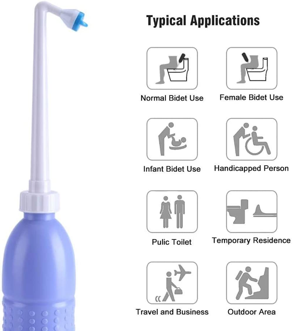 SKY-TOUCH Large Portable Shattaf Bidet Bottle for Personal Cleansing Use - Include Extended Nozzle - Personal Hygiene Care Toilet Bidet Spray -650ml Purple