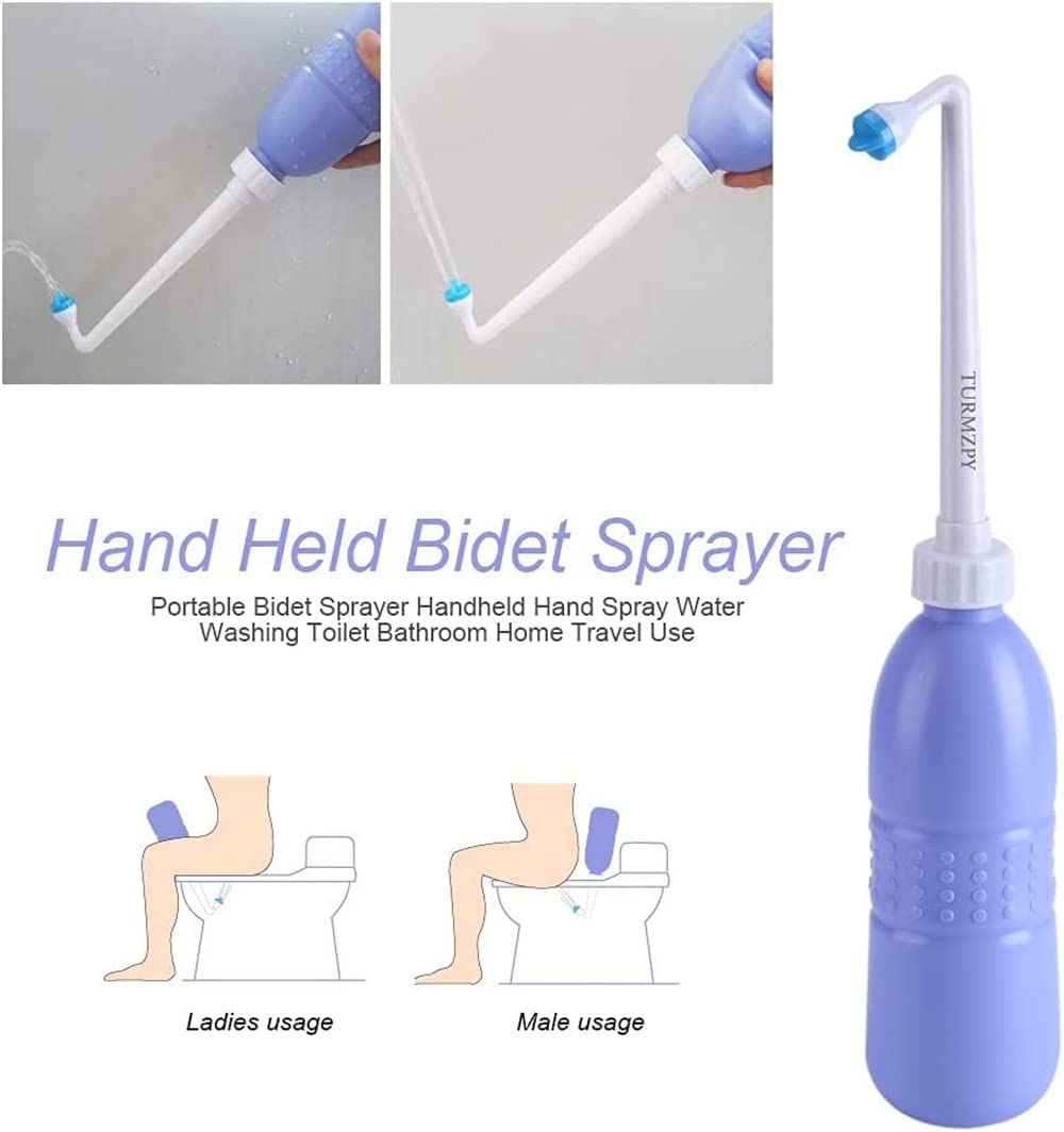 SKY-TOUCH Large Portable Shattaf Bidet Bottle for Personal Cleansing Use - Include Extended Nozzle - Personal Hygiene Care Toilet Bidet Spray -650ml Purple
