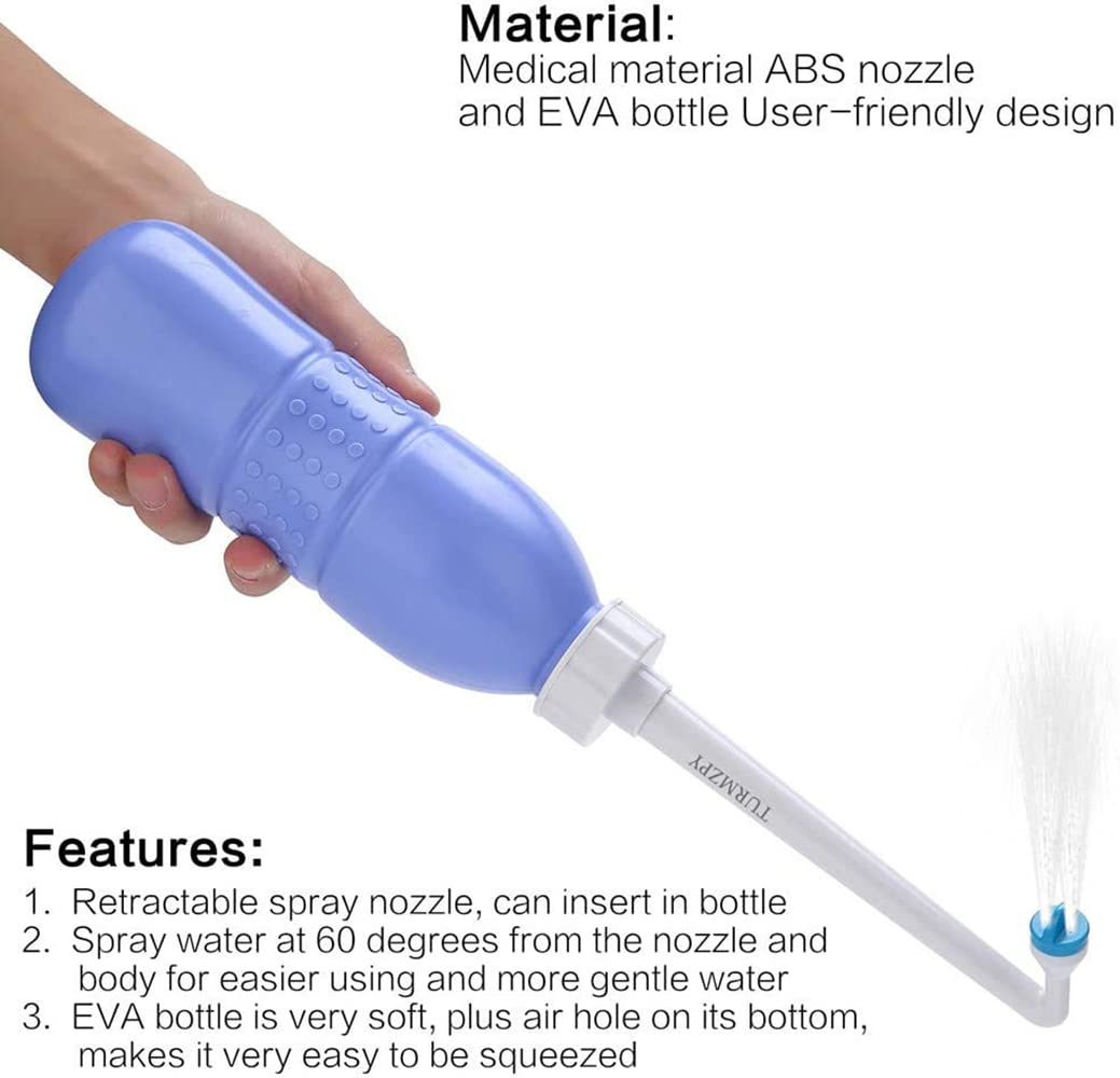 SKY-TOUCH Large Portable Shattaf Bidet Bottle for Personal Cleansing Use - Include Extended Nozzle - Personal Hygiene Care Toilet Bidet Spray -650ml Purple