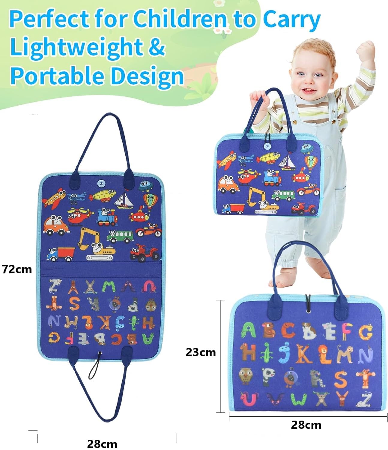 SKY-TOUCH Toddlers Busy Board Montessori Toys, Sensory Board for 3+ Year Olds, Fine Motor Skill Learning Activities, Birthday Gifts for Boys & Girls (Blue)