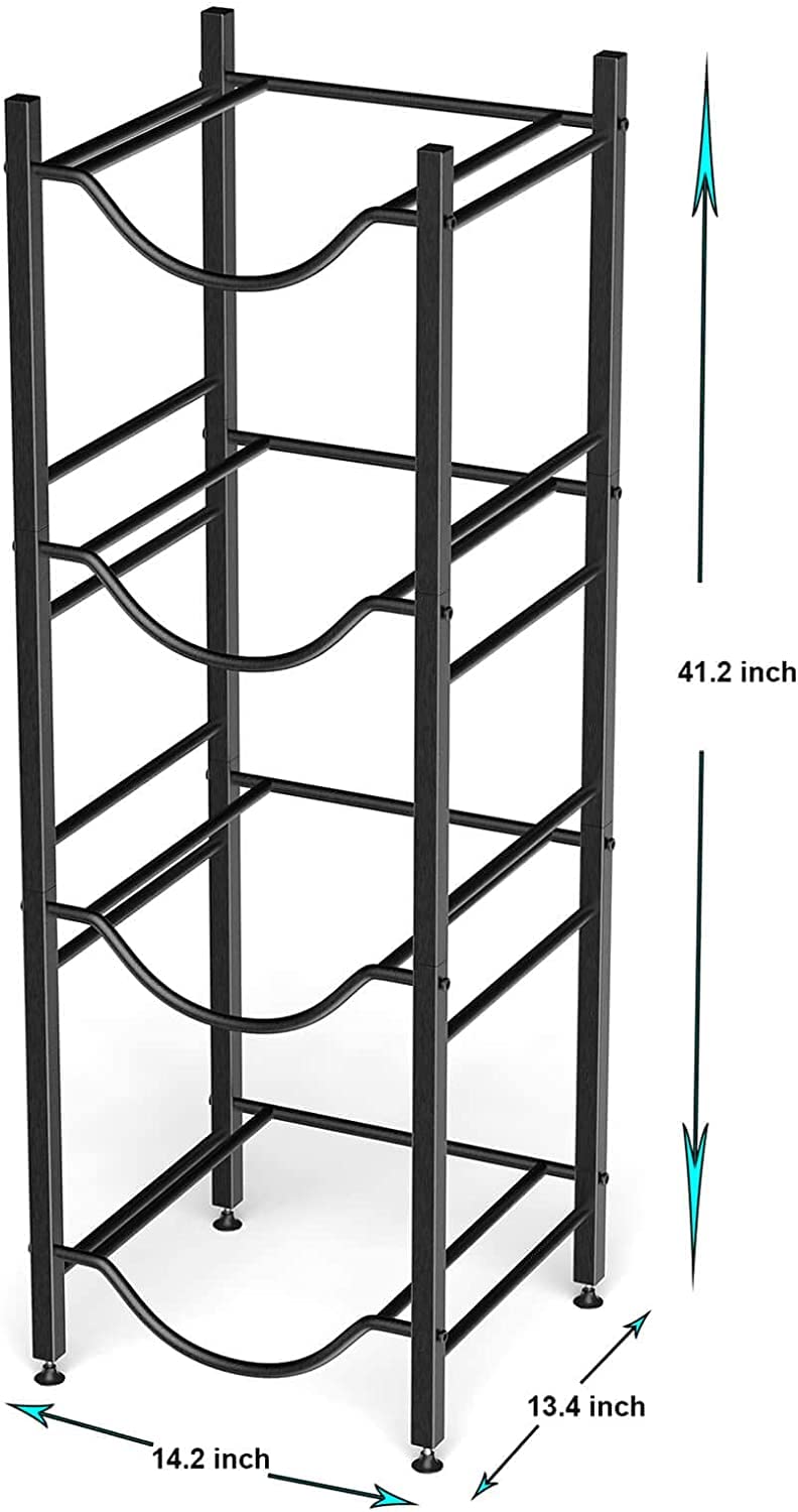 SKY-TOUCH Water Bottle Storage Stand, 4 Tier Water Bottle Holder, 5 Gallons Heavy Duty Water Jug Rack for Kitchen Home and Office Easy To Assemble