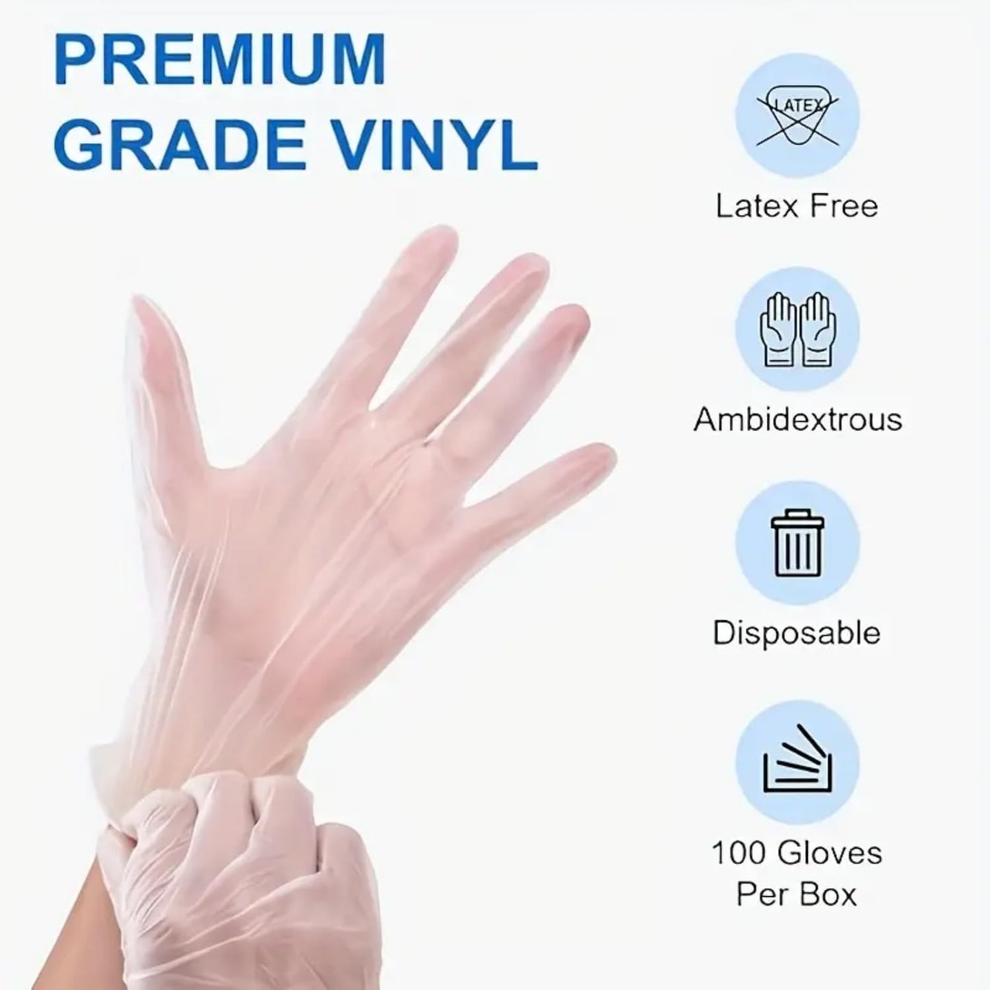 SKY-TOUCH Disposable Vinyl Gloves, 100 Count, Powder-Free & Latex-Free, Food Safe, Non-Sterile, Ambidextrous, For Cooking, Food Prep, Cleaning & Professional Use (XL )