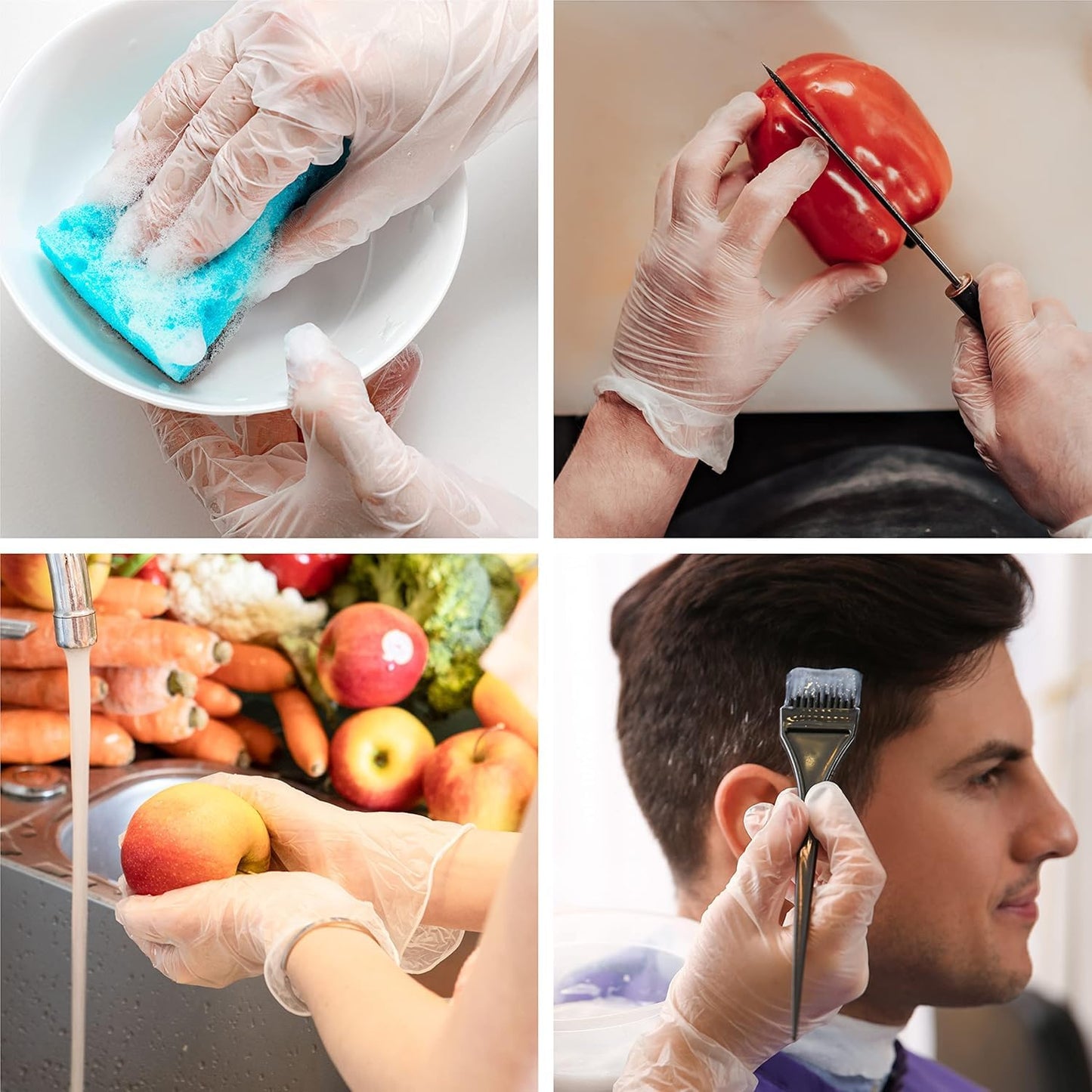SKY-TOUCH Disposable Vinyl Gloves, 100 Count, Powder-Free & Latex-Free, Food Safe, Non-Sterile, Ambidextrous, For Cooking, Food Prep, Cleaning & Professional Use (XL )