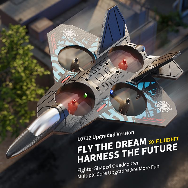 SKY-TOUCH Foam RC Plane Drone for Kids Adults, 2.4GHz Remote Control Fighter Jet Airplane with LED Lights, Auto Hover, 360° Flip, Gravity Sensing, Easy to Fly Beginner RC Toy Gift