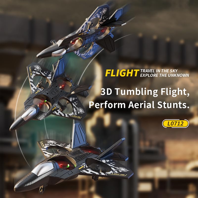 SKY-TOUCH Foam RC Plane Drone for Kids Adults, 2.4GHz Remote Control Fighter Jet Airplane with LED Lights, Auto Hover, 360° Flip, Gravity Sensing, Easy to Fly Beginner RC Toy Gift
