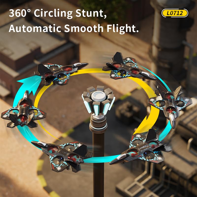 SKY-TOUCH Foam RC Plane Drone for Kids Adults, 2.4GHz Remote Control Fighter Jet Airplane with LED Lights, Auto Hover, 360° Flip, Gravity Sensing, Easy to Fly Beginner RC Toy Gift
