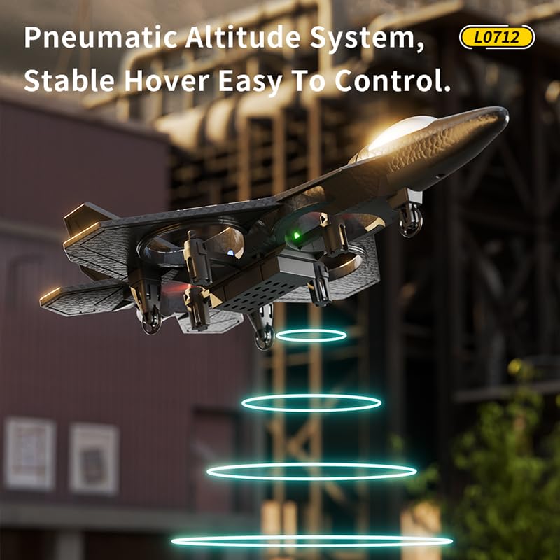 SKY-TOUCH Foam RC Plane Drone for Kids Adults, 2.4GHz Remote Control Fighter Jet Airplane with LED Lights, Auto Hover, 360° Flip, Gravity Sensing, Easy to Fly Beginner RC Toy Gift