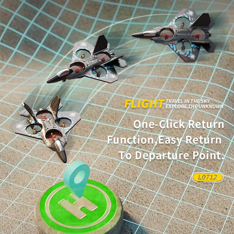 SKY-TOUCH Foam RC Plane Drone for Kids Adults, 2.4GHz Remote Control Fighter Jet Airplane with LED Lights, Auto Hover, 360° Flip, Gravity Sensing, Easy to Fly Beginner RC Toy Gift
