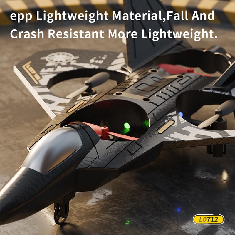 SKY-TOUCH Foam RC Plane Drone for Kids Adults, 2.4GHz Remote Control Fighter Jet Airplane with LED Lights, Auto Hover, 360° Flip, Gravity Sensing, Easy to Fly Beginner RC Toy Gift