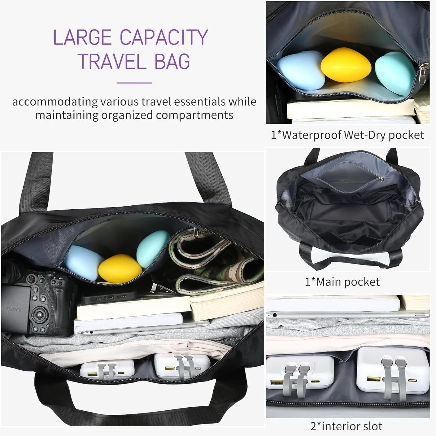 SKY-TOUCH Expandable Extra Large Travel Oxford Duffel Bag with Wheels, Expandable Foldable Luggage Bag, Suitcase with Spinner Wheels, Duffel Bag for Men and Women Lightweight Suitcases, Black