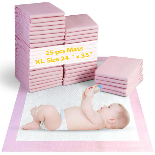 SKY-TOUCH  Baby Disposable Changing Mats,Waterproof Baby Changing Pads,  Highly Absorbent Leakproof Changing Pad Baby, Ultra soft Diaper Changing Mat Underpads for Baby Pink
