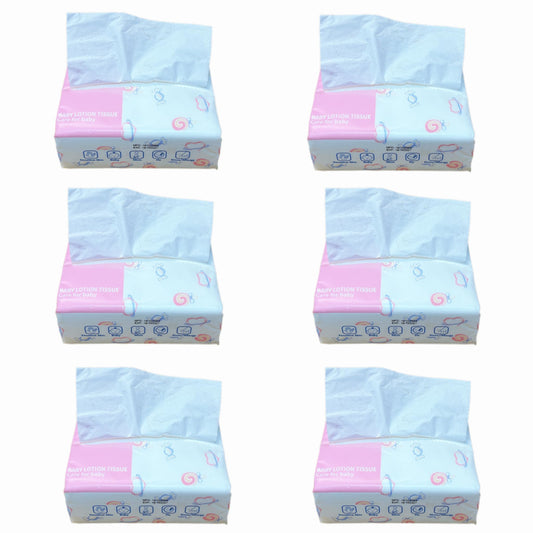 SKY-TOUCH Ultra Soft Facial Tissues 6 Pack, 3-Ply Baby Tissues, 130 Sheets per Pack, Packaging Easy to Carry, Multi Purpose for Baby, Colds, Rhinitis, Travel, Daily Use