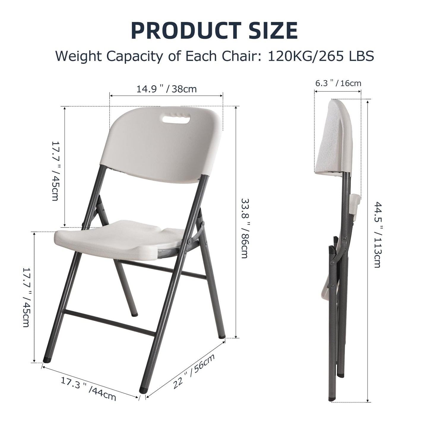 SKY-TOUCH 1 PACK Plastic Folding Chairs, Heavy Duty Foldable Indoor Outdoor Trestle Folding Seats for Office, Garden Event Party, Art & Crafts, Camping Picnics