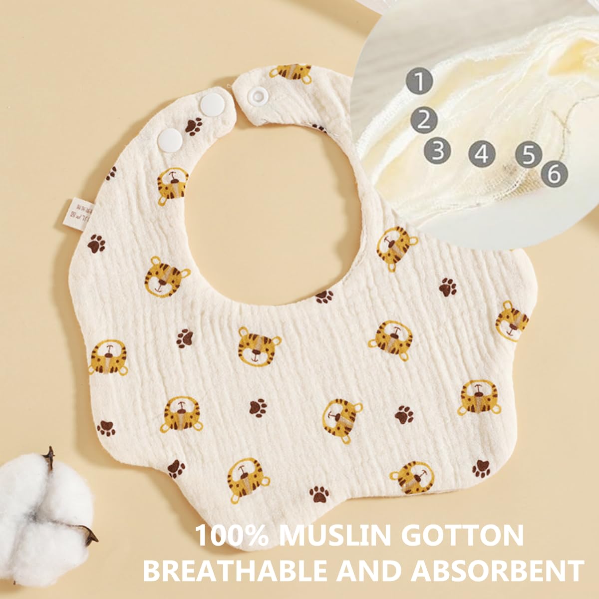 SKY-TOUCH Muslin Baby Drooling Bibs 5/10pack, 100% Cotton Soft Absorbent Bandana Drool Bibs with Adjustable Snaps Cotton for Teething and Drooling Unisex Baby