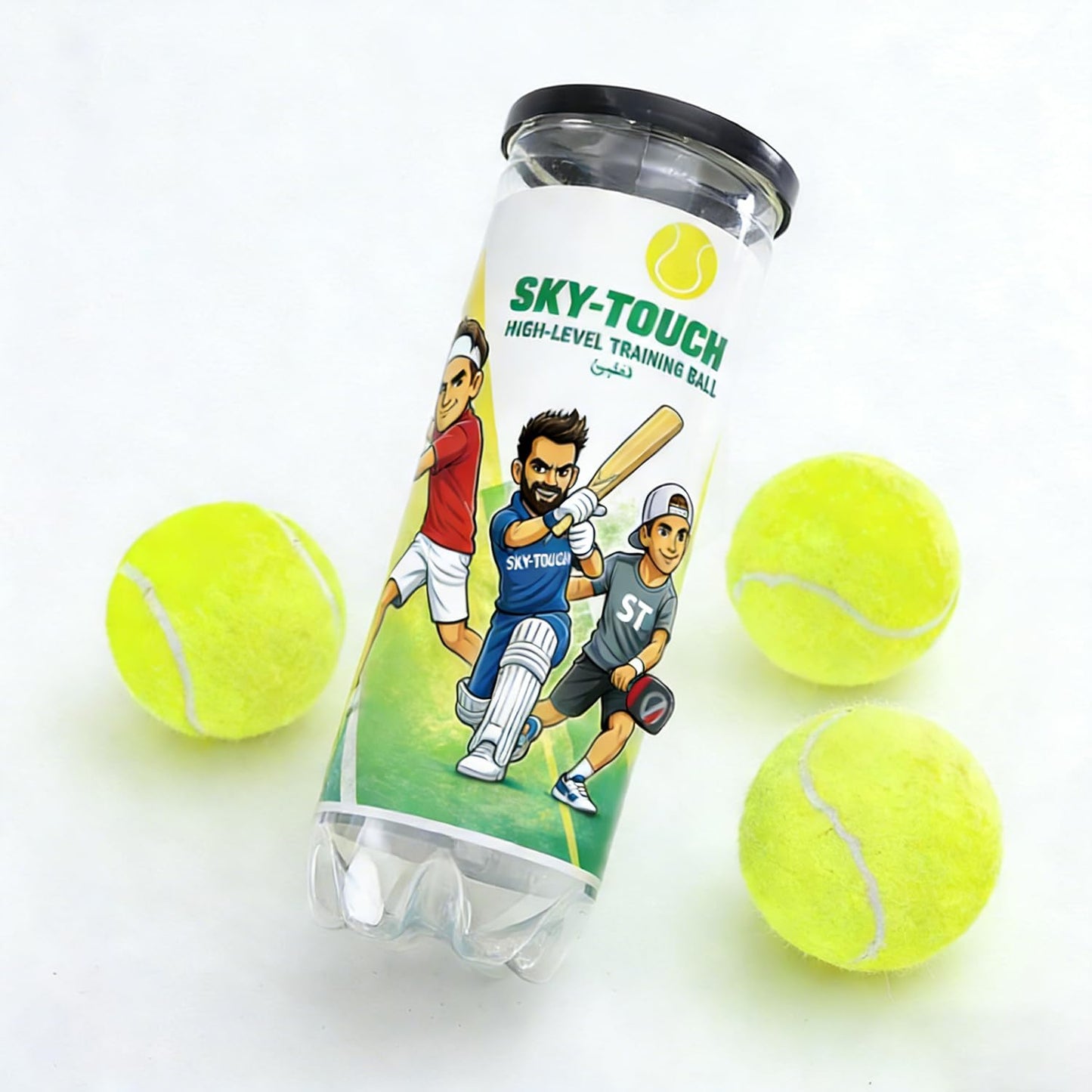 SKY-TOUCH 3Pcs Tennis Balls : 135cm High Bounce Practice Balls in Sealed Tub parent asin