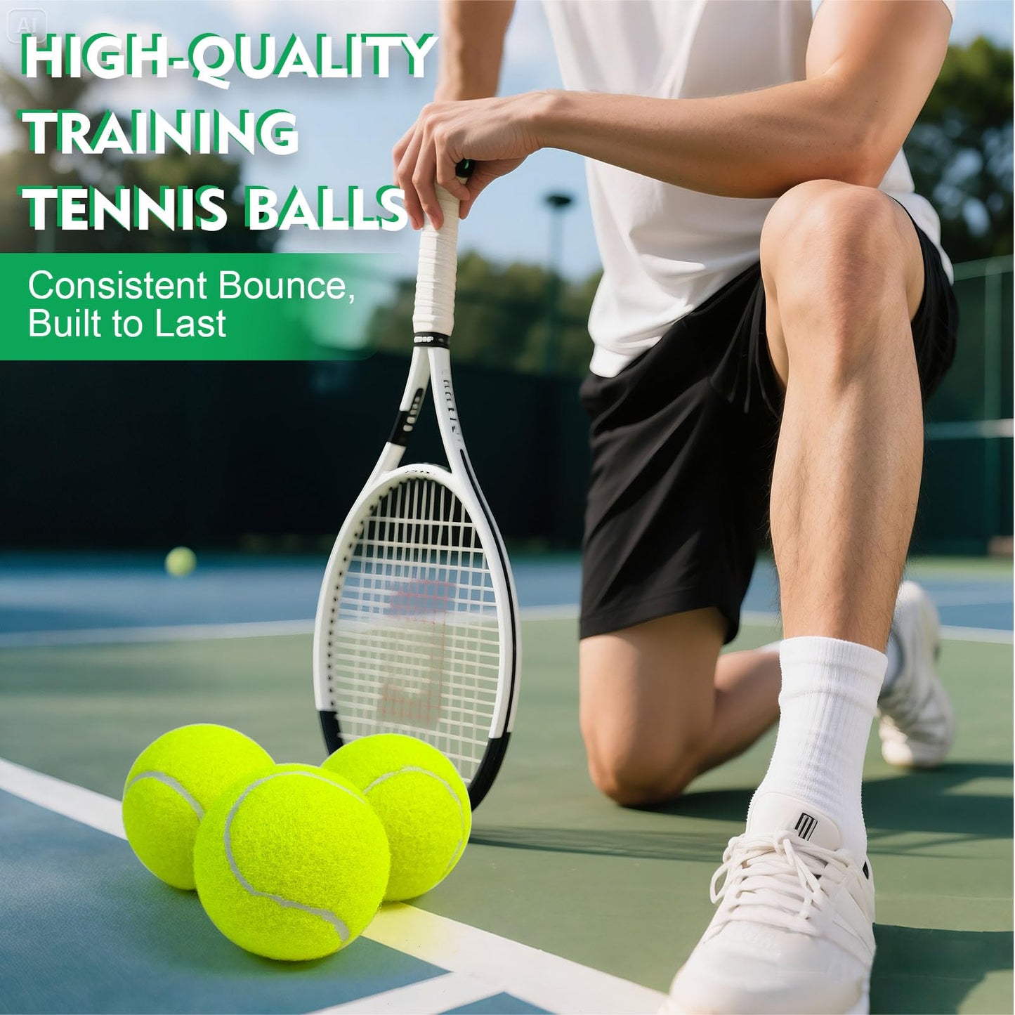 SKY-TOUCH 3Pcs Tennis Balls : 135cm High Bounce Practice Balls in Sealed Tub parent asin