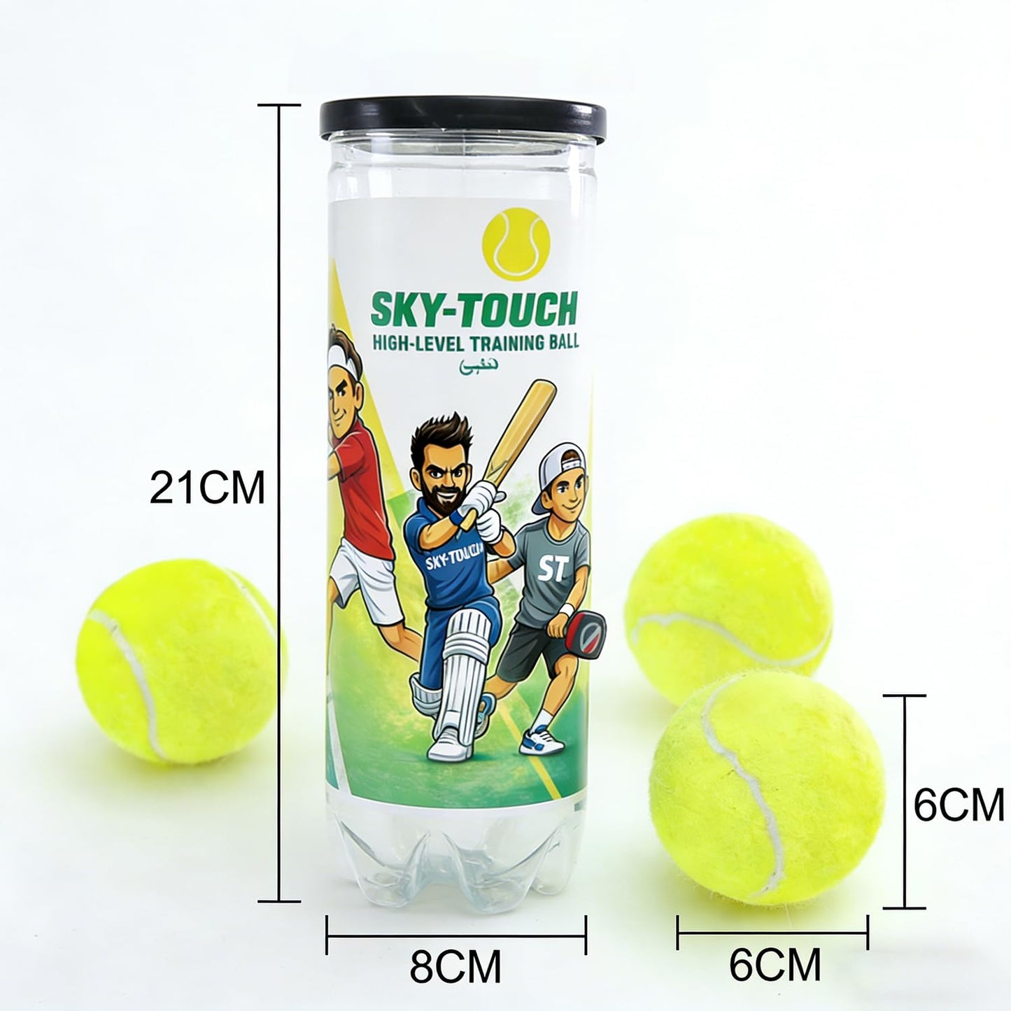 SKY-TOUCH 3Pcs Tennis Balls : 135cm High Bounce Practice Balls in Sealed Tub parent asin