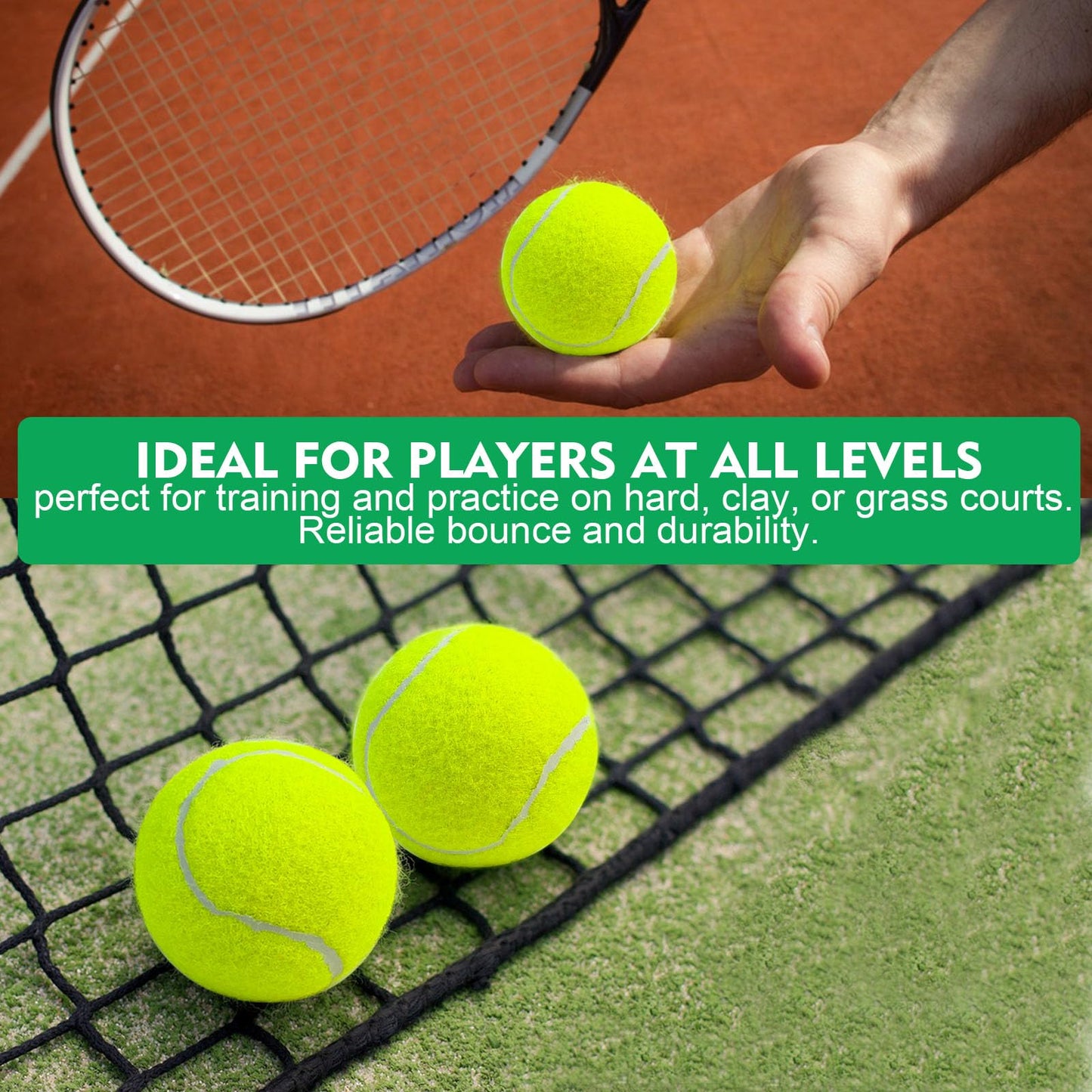 SKY-TOUCH 3Pcs Tennis Balls : 135cm High Bounce Practice Balls in Sealed Tub parent asin