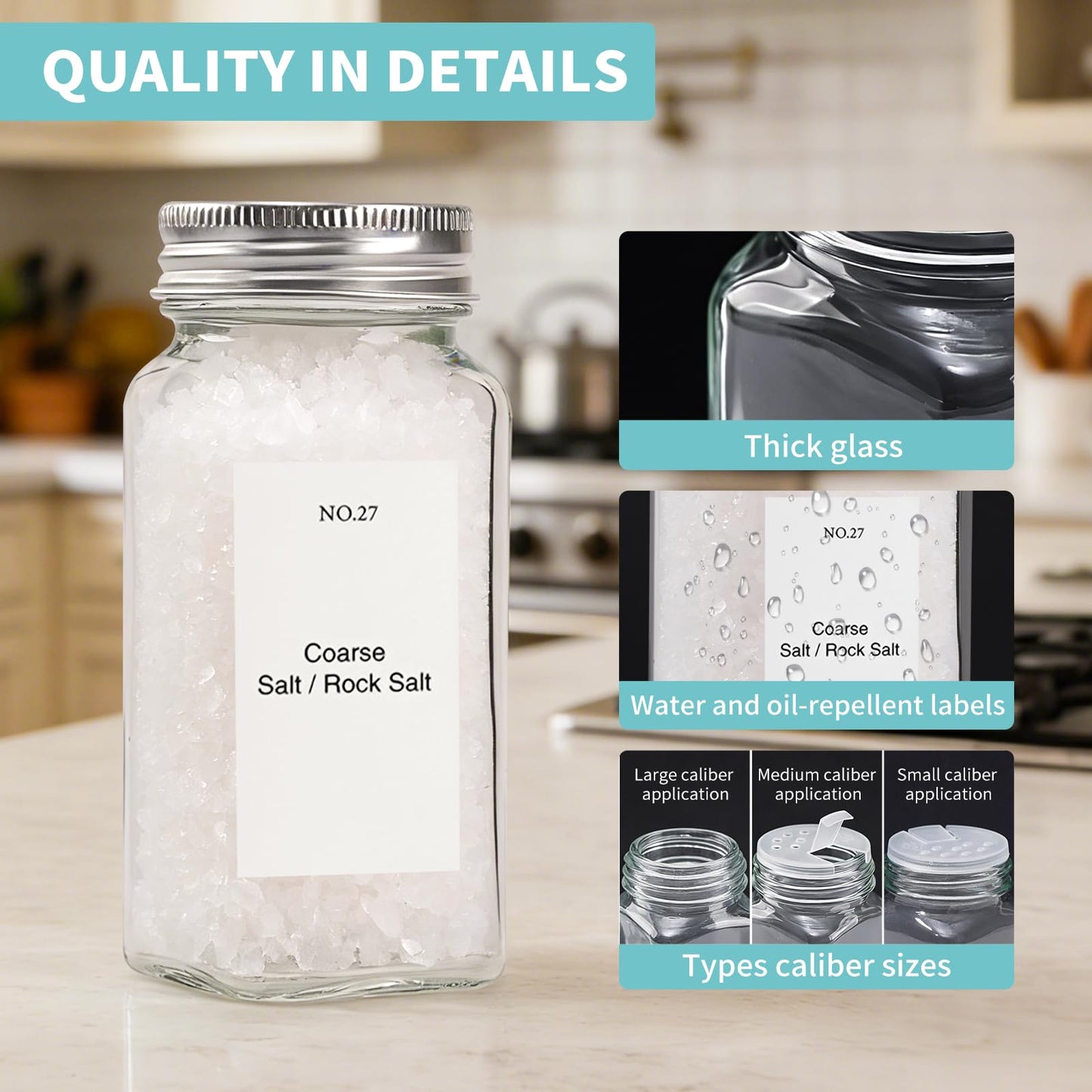 SKY-TOUCH 24 pack Glass Spice Jars with Shaker Lids,Seal Seasoning Jars with Labels for Kitchen,Spice,Cabinet, Drawer,120ml Glass,with Collapsible Funnel and Mark pen