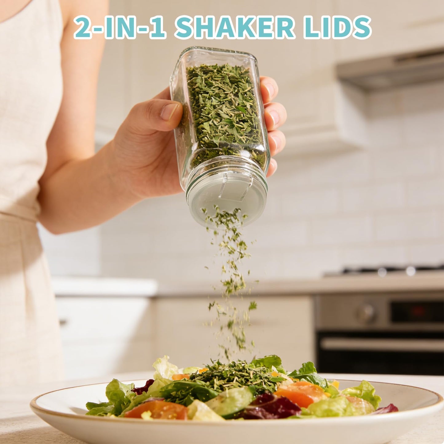 SKY-TOUCH 24 pack Glass Spice Jars with Shaker Lids,Seal Seasoning Jars with Labels for Kitchen,Spice,Cabinet, Drawer,120ml Glass,with Collapsible Funnel and Mark pen