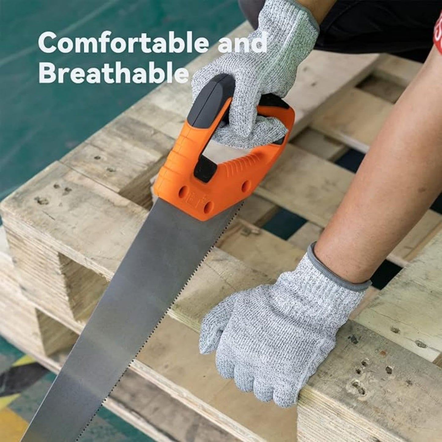 SKY-TOUCH Cut Resistant Gloves Level 5 Protection: HPPE Safety Gloves for Kitchen, Meat Cutting, Mandoline, Factory, Warehouse, Glass Handling – Food Grade, Comfortable, Machine Washable (L)