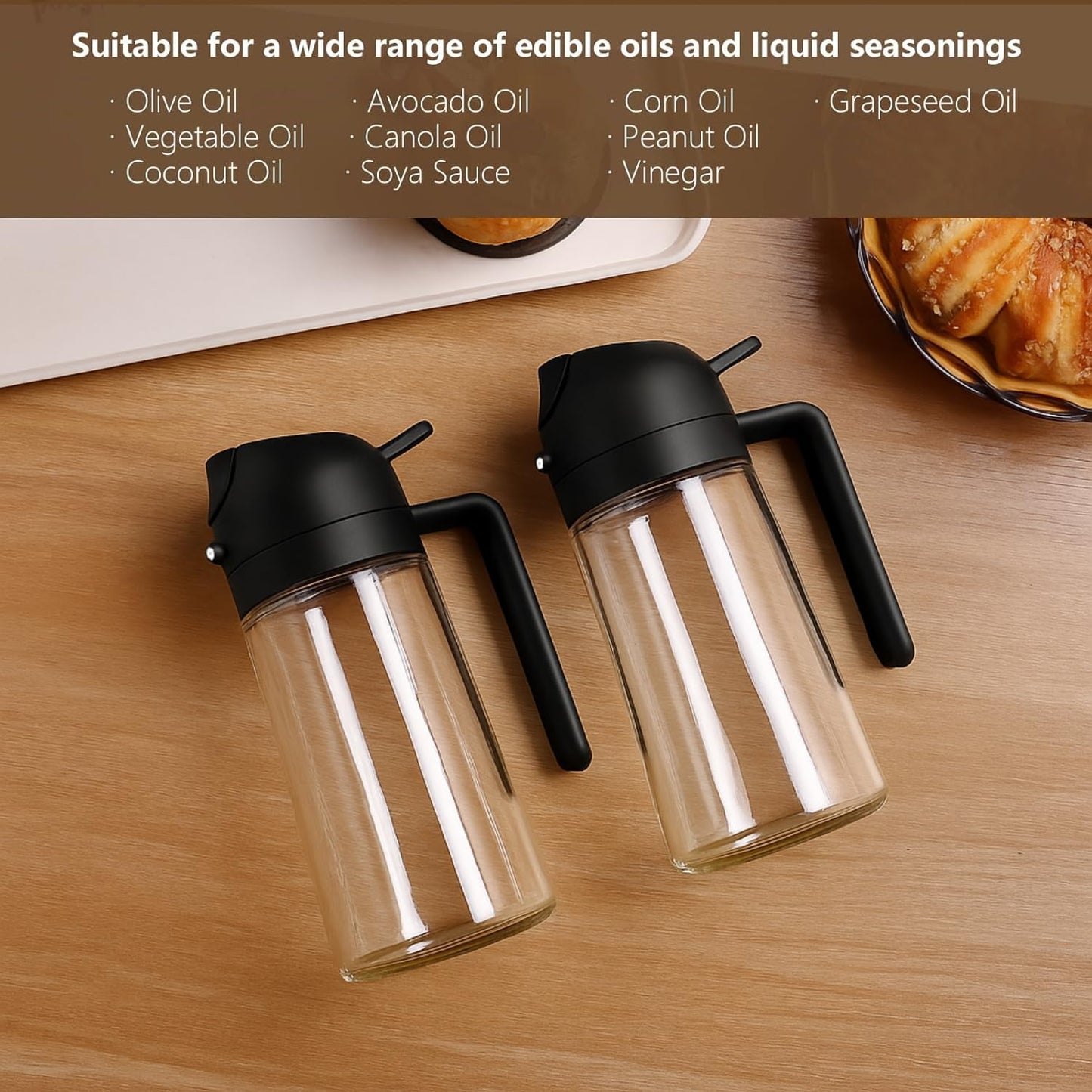SKY-TOUCH 470ml Oil Sprayer for Cooking, 2 in 1 Glass Olive Oil Sprayer & Dispenser Bottle for Kitchen, Air Fryer, Salad, BBQ, Frying, Baking, Grilling, Food Grade, Leak-Proof, Refillable
