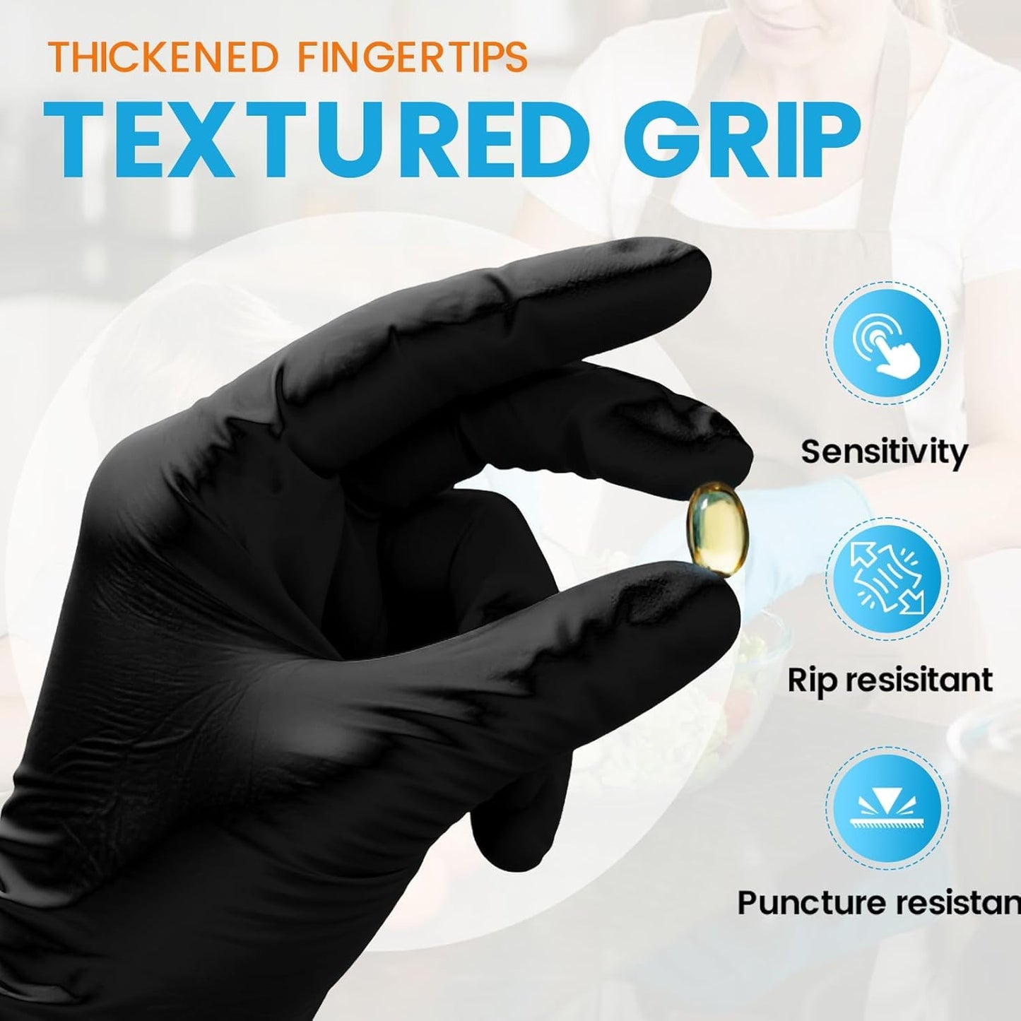 SKY-TOUCH Disposable Vinyl Gloves, 100 Count, Powder-Free & Latex-Free, Food Safe, Non-Sterile, Ambidextrous, For Cooking, Food Prep, Cleaning & Professional Use (XL )