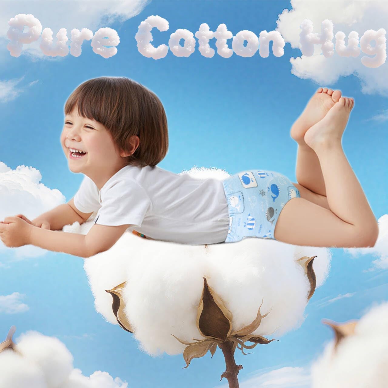 SKY-TOUCH 5PCS Baby Potty Training Pants Cotton, Soft Breathable Potty Training Underwear for 1-3 Years, Highly Absorbent Reusable Diapers for Baby Boys & Girls (M,8-13kg)