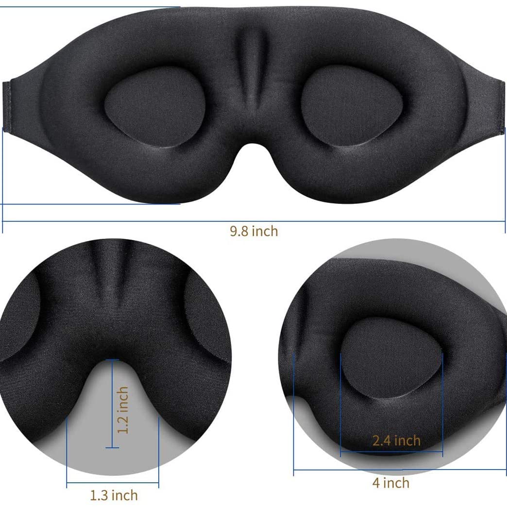 SKY-TOUCH 3D Deep Contoured Eye Eye Mask for Sleeping,100% Blackout,Sleep Mask Men Women, with Adjustable Strap for Sleeping, Yoga, Traveling (Black)