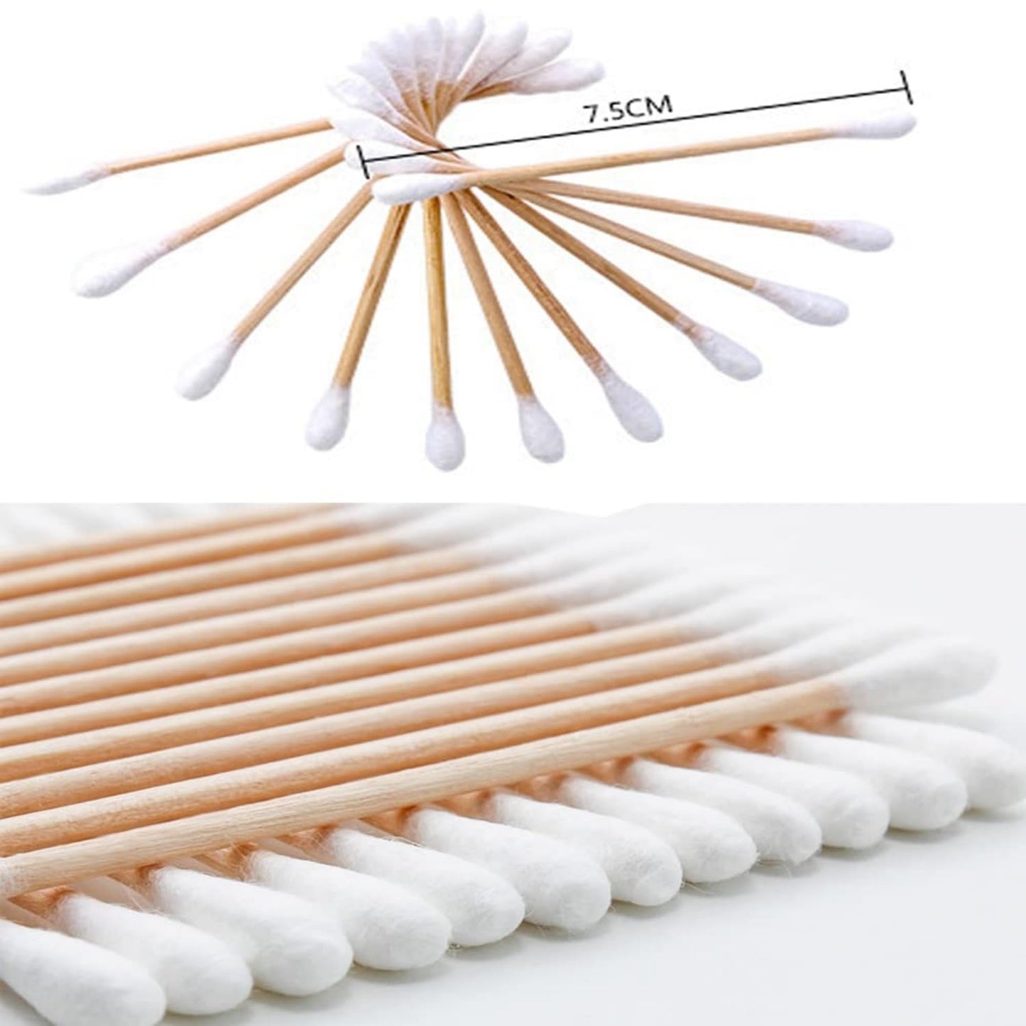 SKY-TOUCH 500 Count Cotton Swabs Double-Tipped Round, Bamboo Clean Swabs for Personal Care and Makeup or Nails
