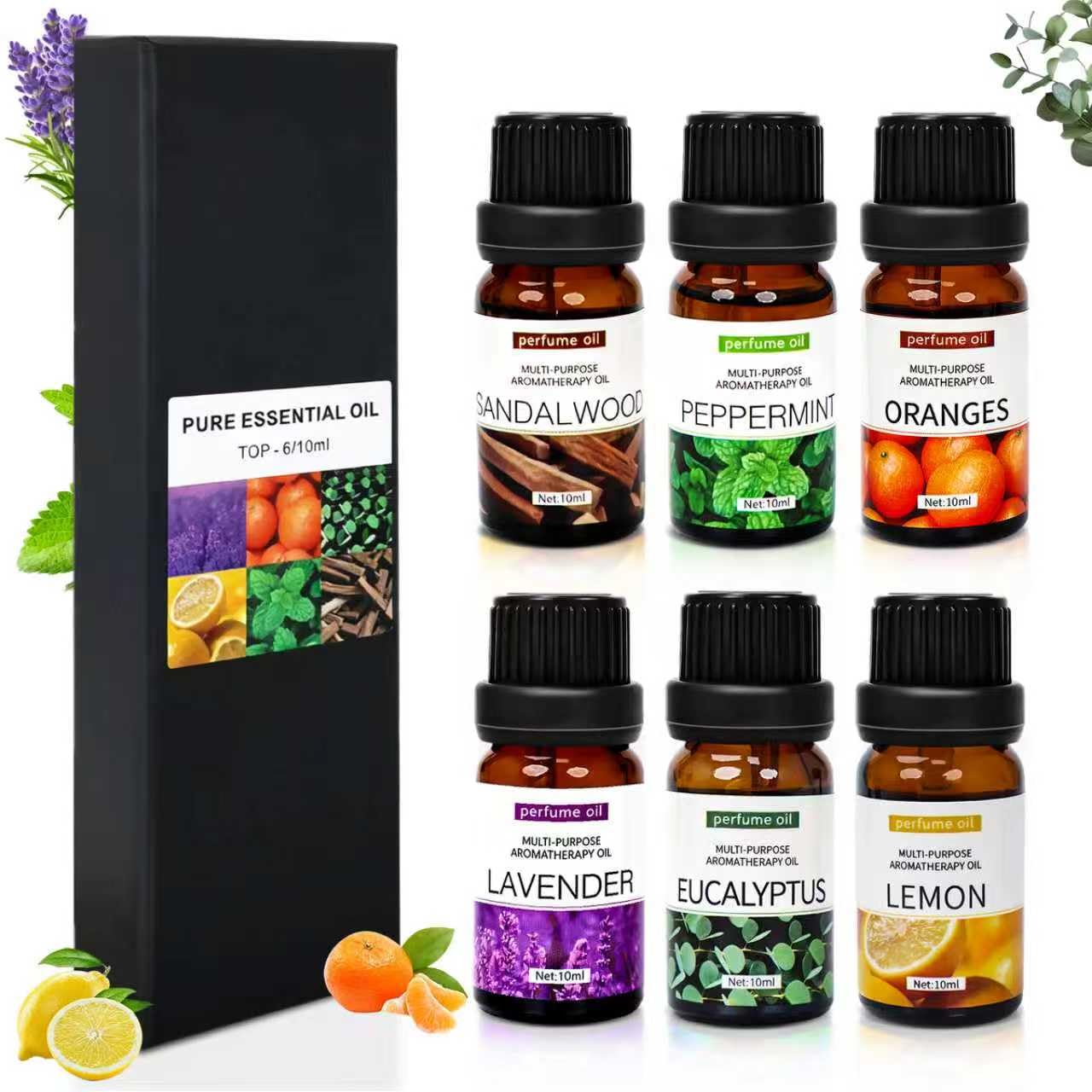 SKY-TOUCH Essential Oils Set, Premium Pure Oil for Diffusers, 100% Therapeutic Grade Aromatherapy Oils, Bottles*10mL ， Sleep, SPA, Relaxation, Ideal for Diffuser & Humidifier -